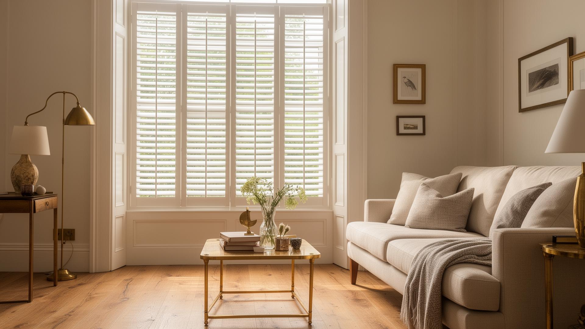 Bespoke plantation shutters fitted in a Greater Manchester living room by Homestyle